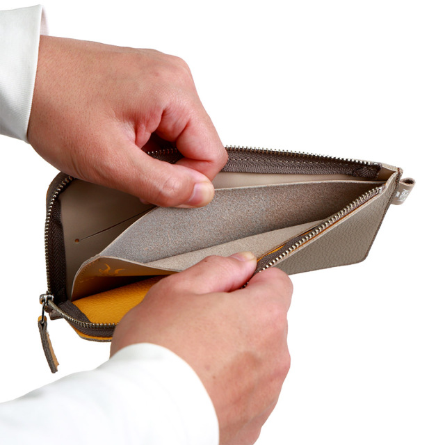 バイカラー 財布 長財布 L字ファスナー 極薄 メンズ レディース シンプル おしゃれ