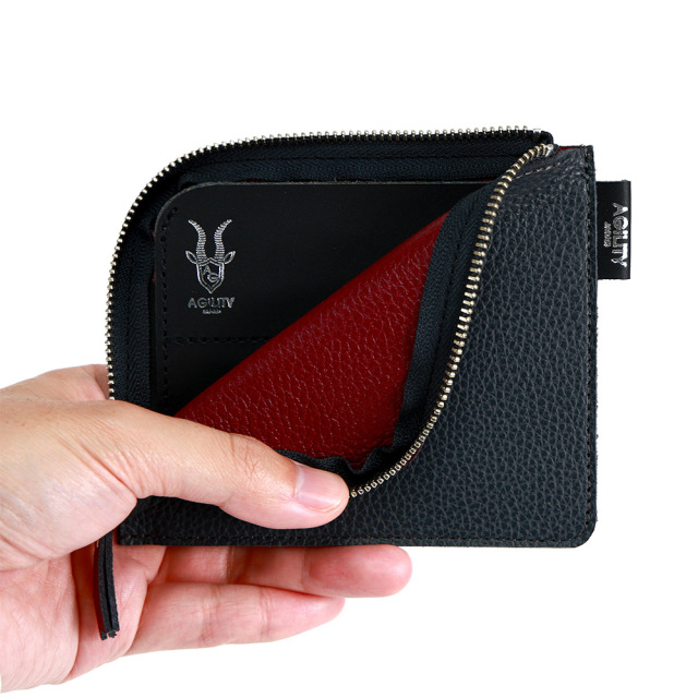 バイカラー 折財布 L字ファスナー 極薄 二つ折り財布 レディース シンプル おしゃれ