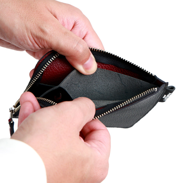 バイカラー 折財布 L字ファスナー 極薄 二つ折り財布 レディース シンプル おしゃれ