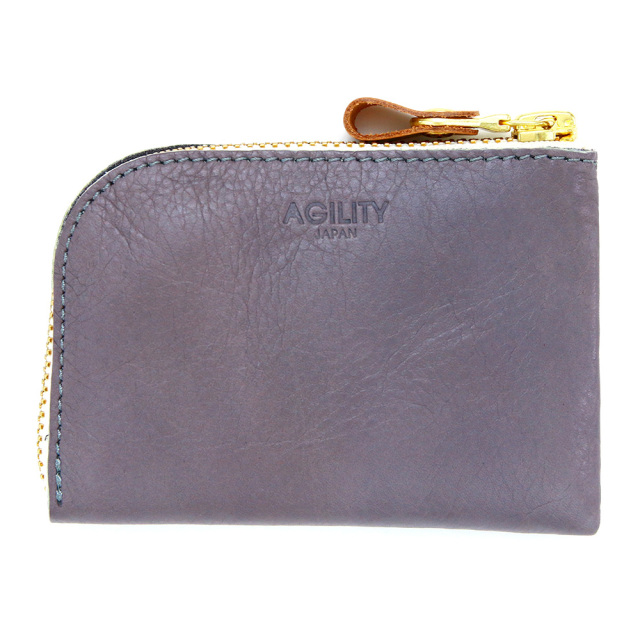 コンパクト コインケース 小銭入れ ミニ財布 L字ファスナー ダブルファスナー 小さめ レディース グレー