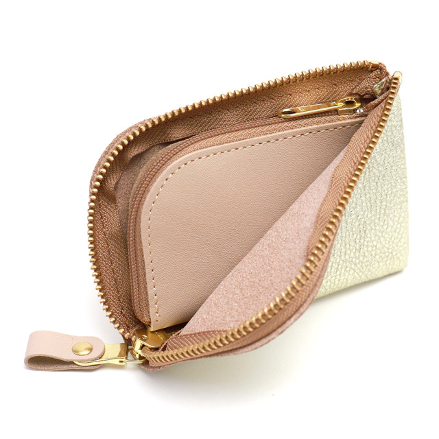 コンパクト コインケース 小銭入れ ミニ財布 L字ファスナー 金 銀 ゴールド シルバー