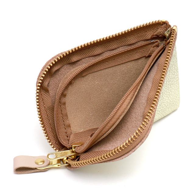 コンパクト コインケース 小銭入れ ミニ財布 L字ファスナー 金 銀 ゴールド シルバー