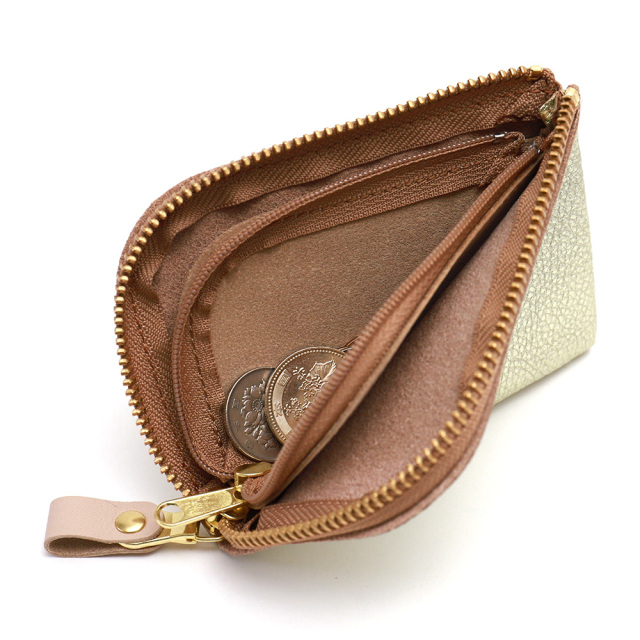 コンパクト コインケース 小銭入れ ミニ財布 L字ファスナー 金 銀 ゴールド シルバー