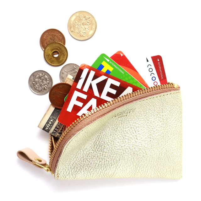 コンパクト コインケース 小銭入れ ミニ財布 L字ファスナー 金 銀 ゴールド シルバー