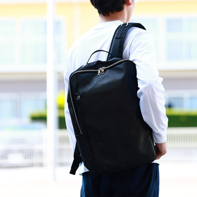 豚革 ピッグレザー スクエア 軽量 リュック バックパック A4 ビジネス