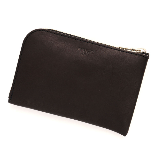 スマホ 財布 L字ファスナー 牛革 スマホが入る ミニ財布 コンパクト 小さい ブラック