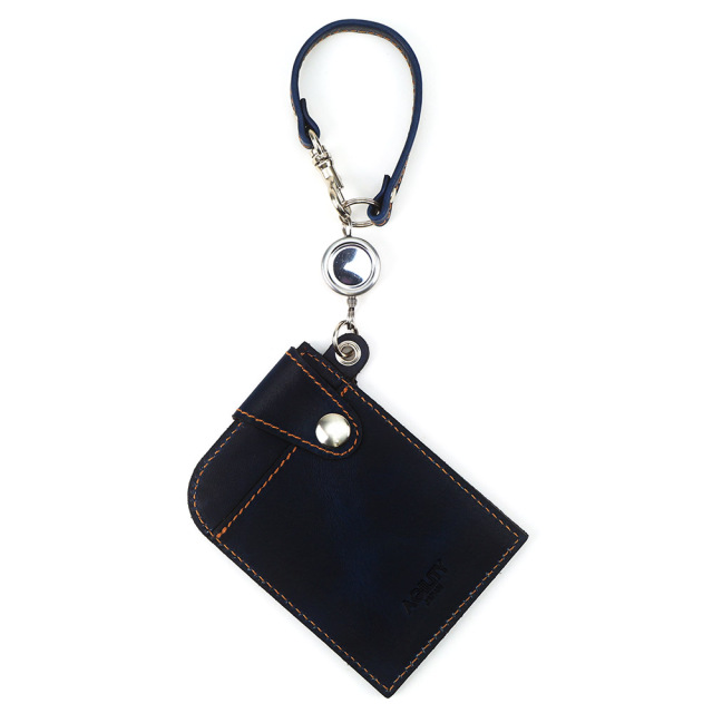 パスケース リール付き 本革 日本製 IC定期券対応