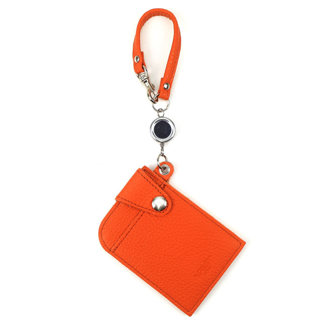 リール付き パスケース レザー 定期入れ ICカードケース Suica Pasmo