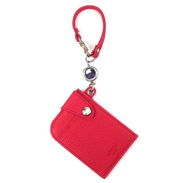 リール付き パスケース レザー 定期入れ ICカードケース Suica Pasmo