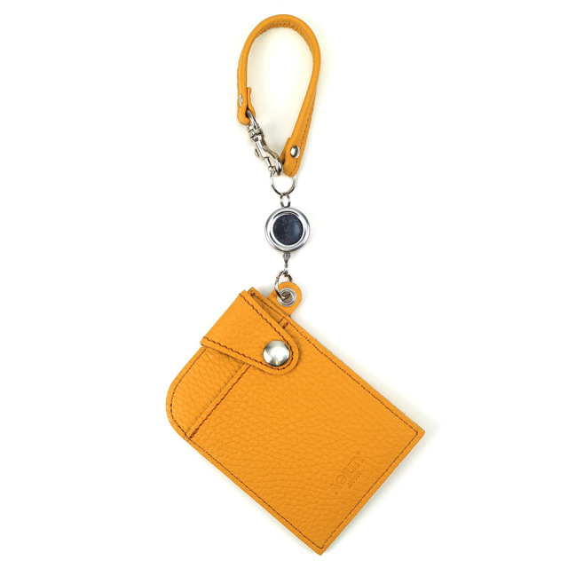 リール付き パスケース レザー 定期入れ ICカードケース Suica Pasmo