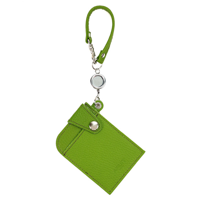 リール付き パスケース レザー 定期入れ ICカードケース Suica Pasmo