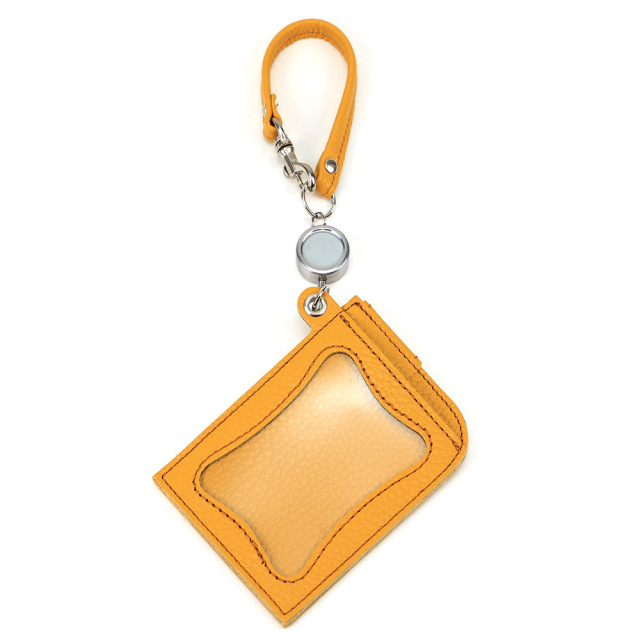 リール付き パスケース レザー 定期入れ ICカードケース Suica Pasmo