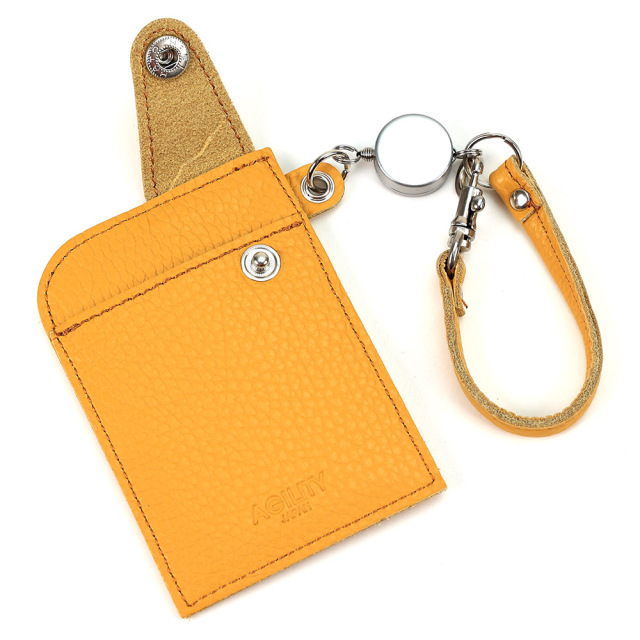 リール付き パスケース レザー 定期入れ ICカードケース Suica Pasmo