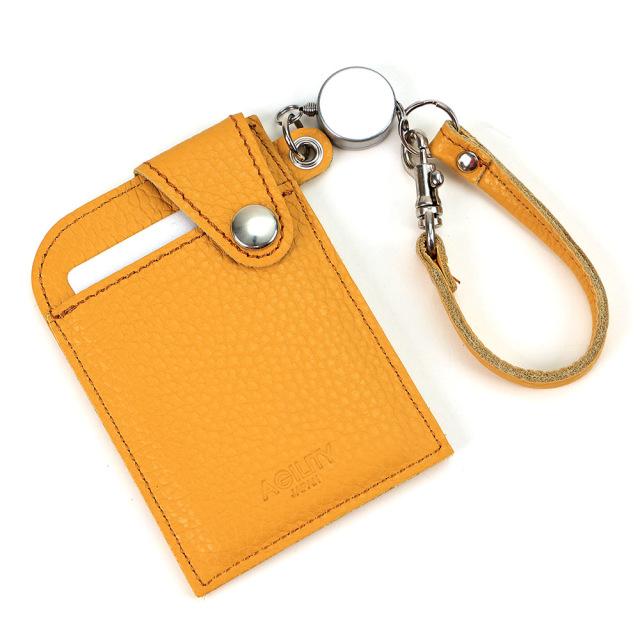 リール付き パスケース レザー 定期入れ ICカードケース Suica Pasmo