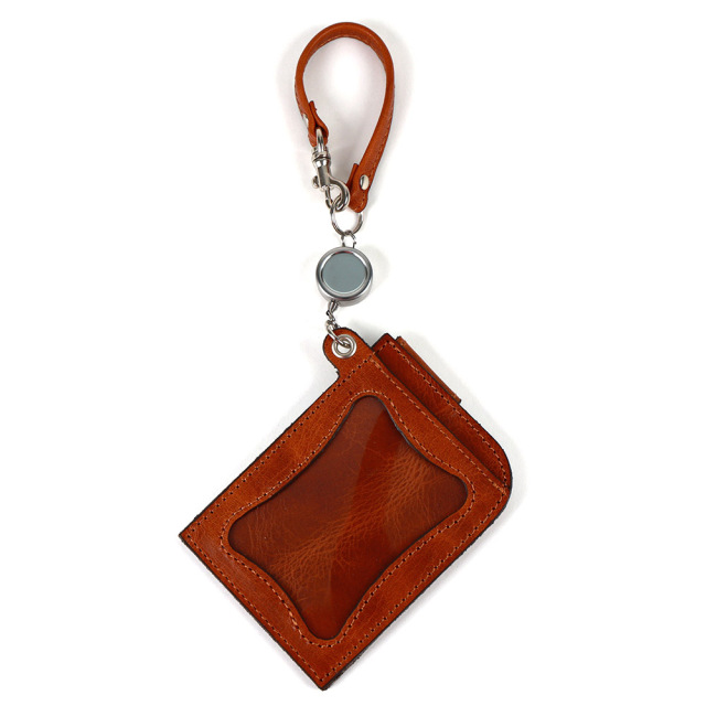 リール付き パスケース レザー 定期入れ ICカードケース Suica Pasmo