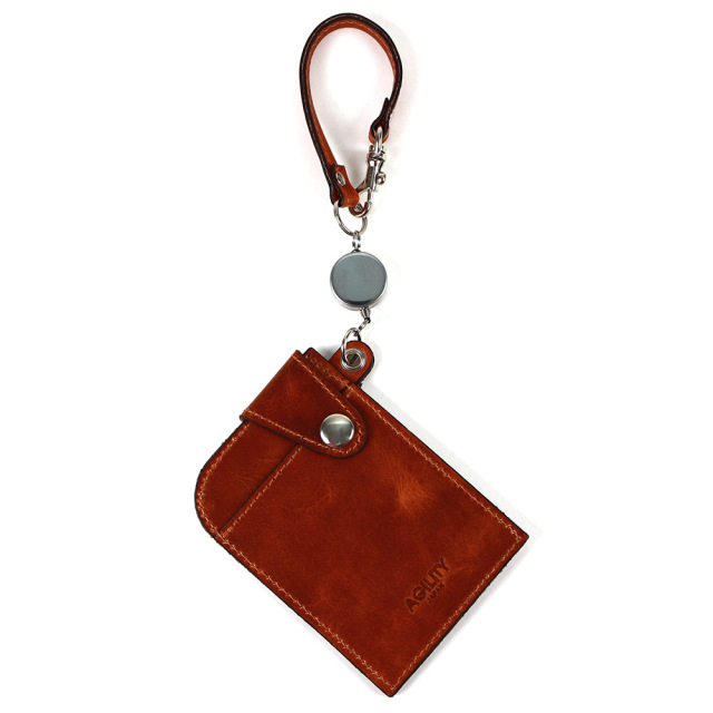 リール付き パスケース レザー 定期入れ ICカードケース Suica Pasmo