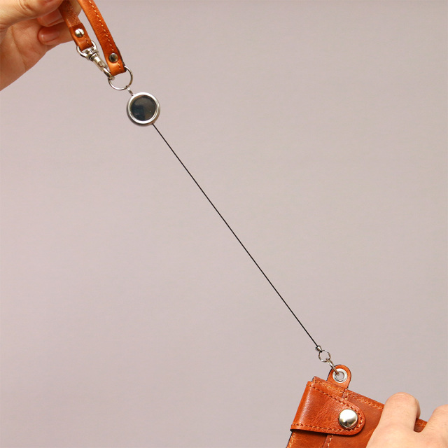 リール付きパスケース 定期入れ ICカードケース 8枚 本革 レザー 日本製