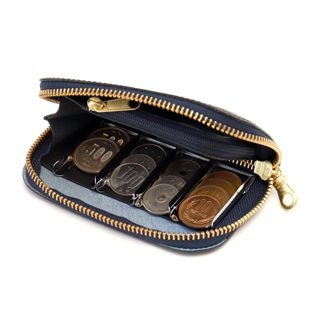コインキャッチャー 牛革 コインケース 財布 小銭入れ ミニ財布 ラウンドファスナー ブラウン