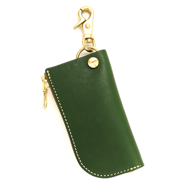 セール　ファニー　ケース 新品未使用　グリーン　オーストリッチ ピモン』(全7色)東京レザー/日本刀の鞘をイメージしたキーケース L字