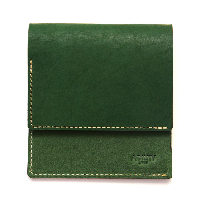 折財布 ミニ財布 小さい財布 コンパクト 極小財布 革 本革 キーポケット グリーン