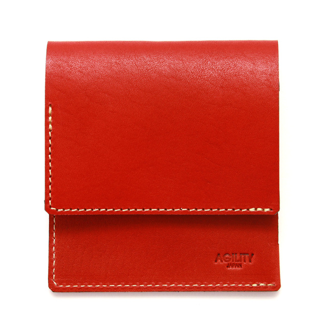 折財布 ミニ財布 小さい財布 コンパクト 極小財布 革 本革 キーポケット レッド