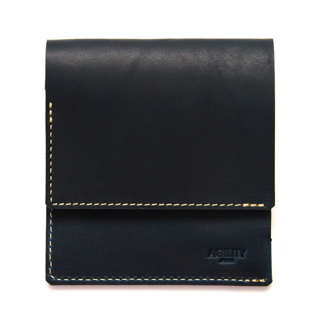 折財布 ミニ財布 小さい財布 コンパクト 極小財布 革 本革 キーポケット ネイビー