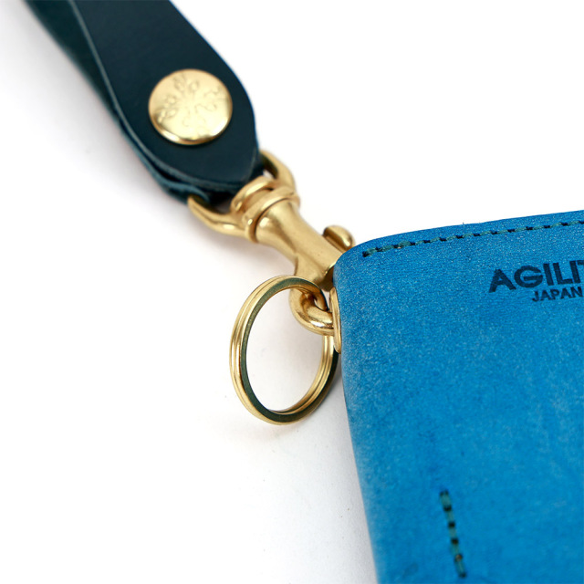 キーケース コインケース 小銭入れ スマートキー 2本 L字ファスナー 革 栃木レザー ターコイズブルー