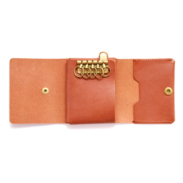 一体型 キーケース カードキー カードが入る カードも入る 三つ折り 本革 レザー