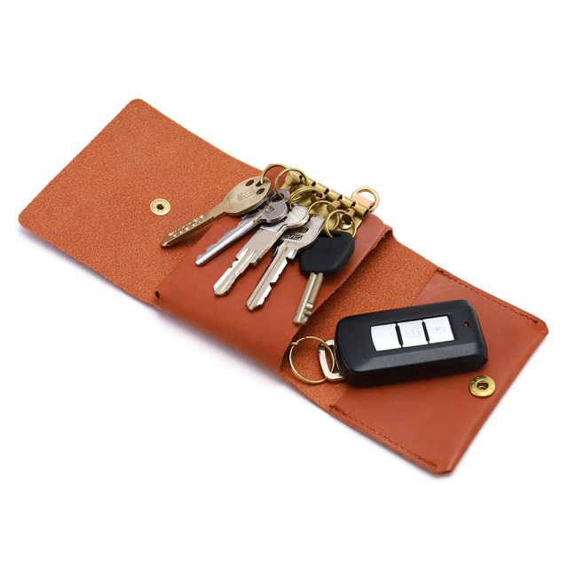 一体型 キーケース カードキー カードが入る カードも入る 三つ折り 本革 レザー