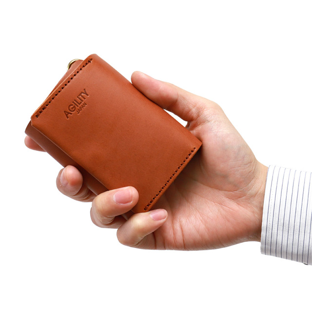 一体型 キーケース カードキー カードが入る カードも入る 三つ折り 本革 レザー