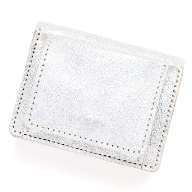 ミニ財布 三つ折財布 極小財布 レザー 革 本革 ミニ 小さい 金 銀 ゴールド シルバー