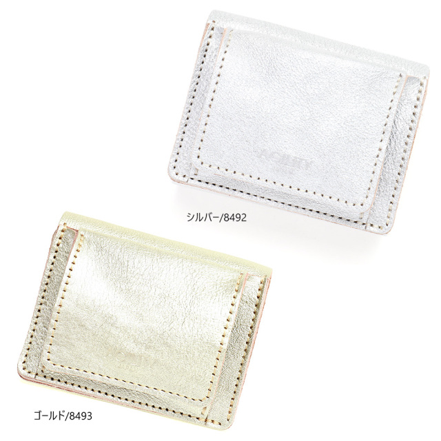 ミニ財布 三つ折財布 極小財布 レザー 革 本革 ミニ 小さい 金 銀 ゴールド シルバー