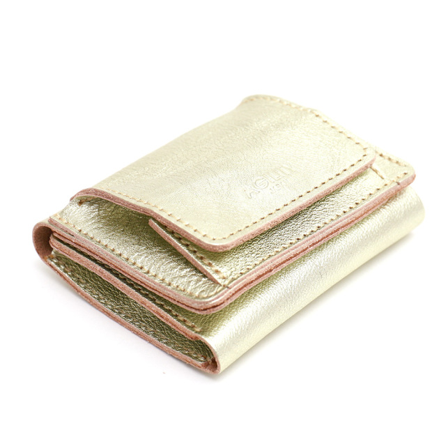 ミニ財布 三つ折財布 極小財布 レザー 革 本革 ミニ 小さい 金 銀 ゴールド シルバー