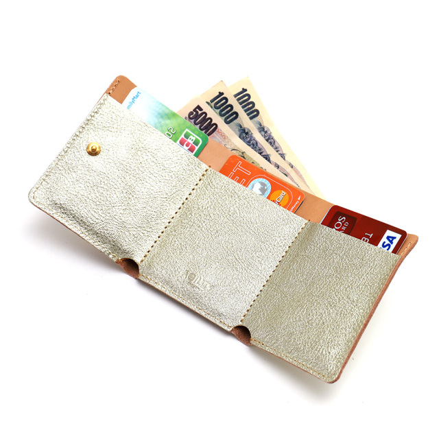 ミニ財布 三つ折財布 極小財布 レザー 革 本革 ミニ 小さい 金 銀 ゴールド シルバー