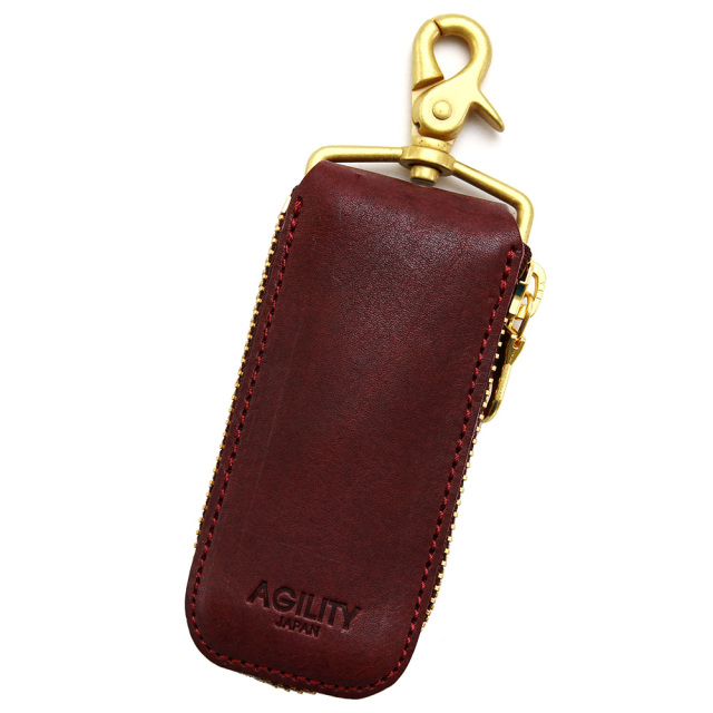 キーケース キーリング スマートキー レザー シンプル 本革 ナスカン 小さめ パープル