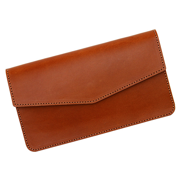 長財布 ロングウォレット シンプル フラット 薄型 革 レザー フラップ イタリアンレザー ブラウン