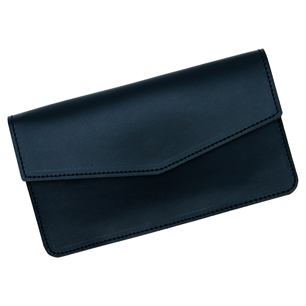 長財布 ロングウォレット シンプル フラット 薄型 革 レザー フラップ イタリアンレザー ブラック