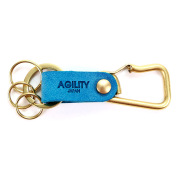 カラビナ レザー 革 キーホルダー ベルトループ 小物 キーリング パステルカラー ターコイズブルー