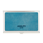 カードケース 名刺入れ ステンレス 金属 牛革 レザー 和紙 和柄 ビジネス小物 ターコイズブルー