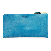 長財布 コンパクト L字 薄い スリム シンプル 革 本革 レザー 小さい メンズ レディース ターコイズ ターコイズブルー