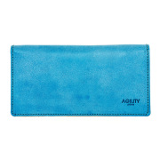 AGILITY 青色 長財布 ジッパーポケット付き AGILITY 長財布 コンパクト L字 薄い スリム シンプル 革 本革