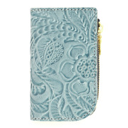 キーケース コインケース 4連 極小財布 花柄 一体 レディース ミニ 小さい L字 革