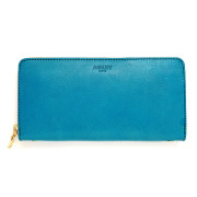 長財布 ラウンドファスナー 大容量 メンズ レディース 本革 レザー ターコイズブルー