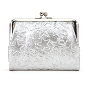 星柄 スター かわいい おしゃれ がま口財布 二つ折り財布 レディース かわいい たくさん入る 本革 レザー