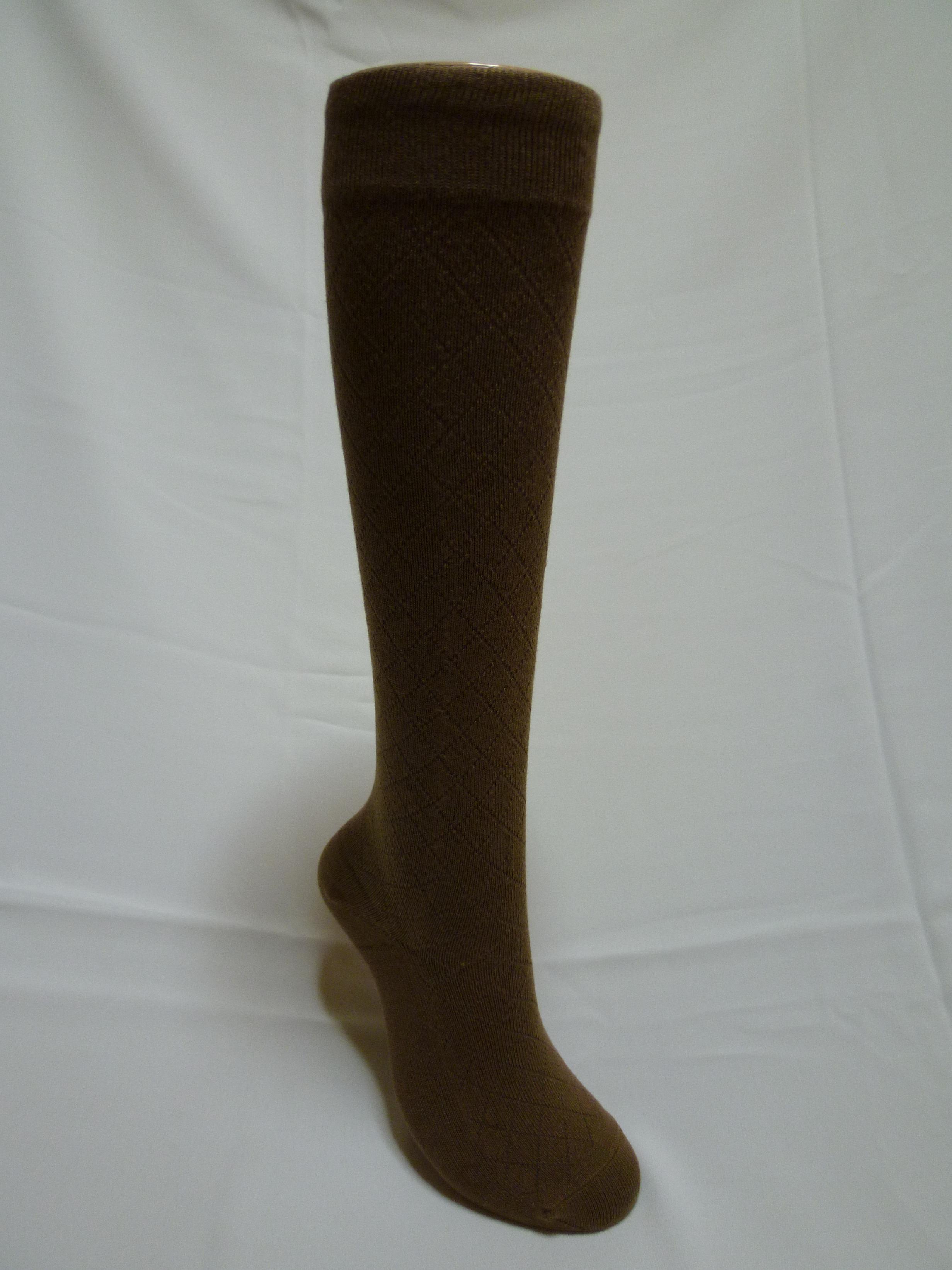 ダイヤ柄ハイソックス（ずり落ちない） 2足組