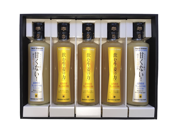 飲む生姜の力 265ml×3本とストレートで飲む甘くない！飲む生姜の力 275g×2本のセット ギフト箱入り