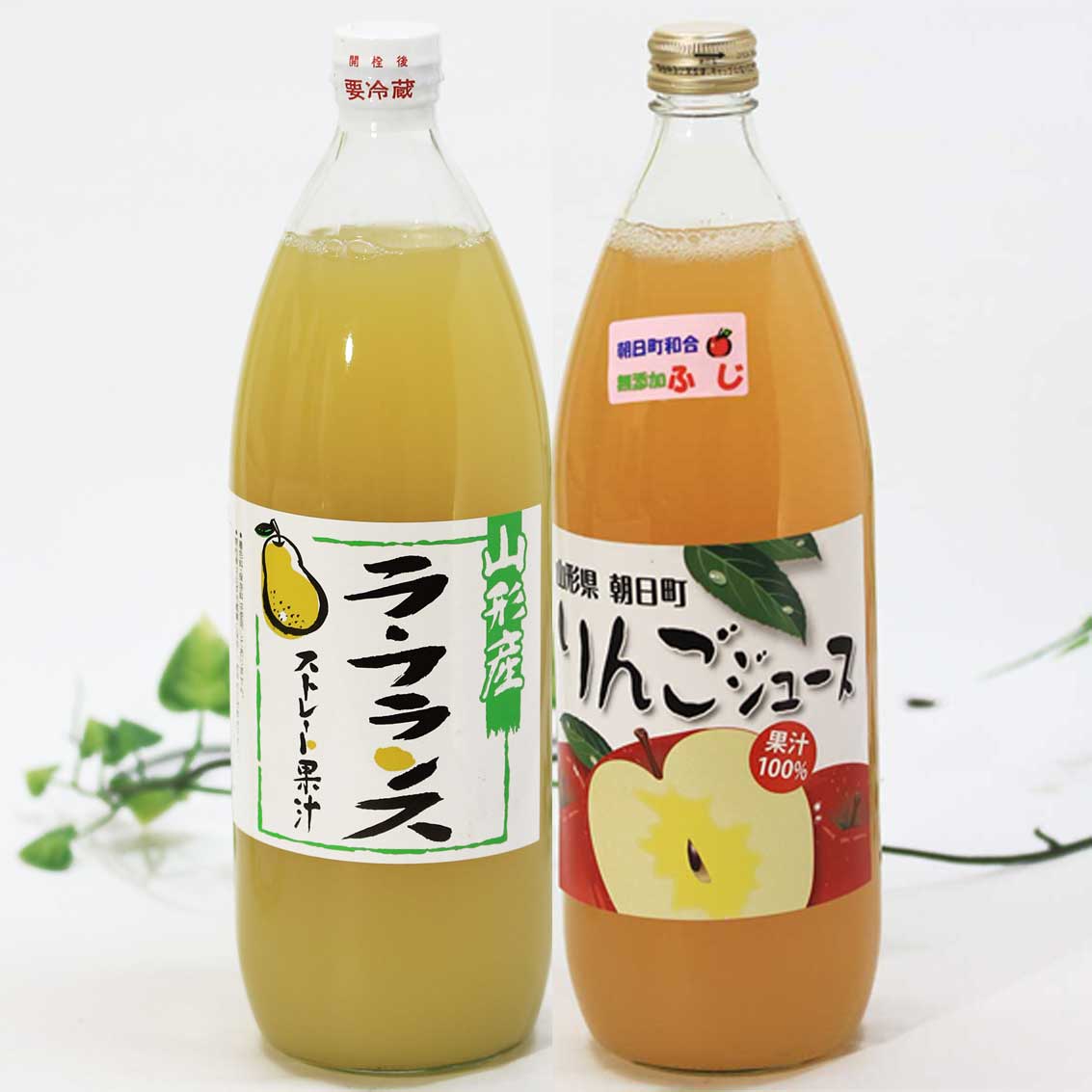 りんご（ふじ）、ら・ふらんすジュース　1,000ｍｌ ２本セット【朝日町産果実】