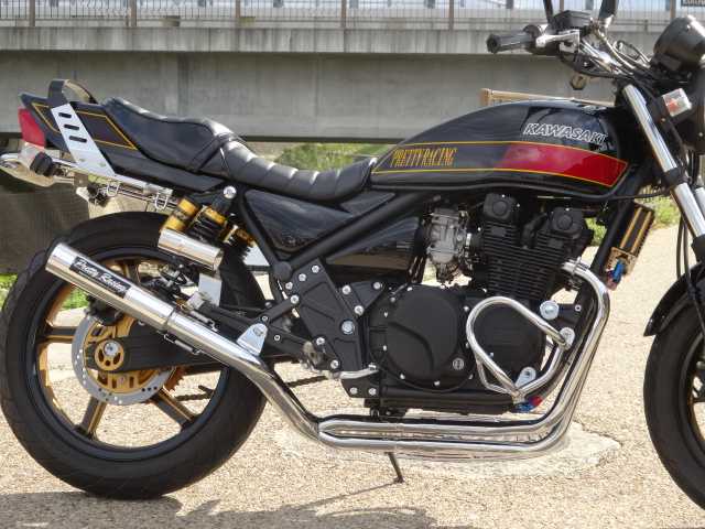 ゼファー400/χ 54π ガニマタBULLET管 メッキ ブレット管