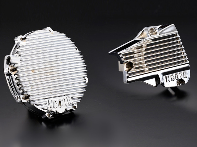 NC07クラッチカバー&スプロケカバーセット　メッキ+イージークラッチレリーズ ブラック