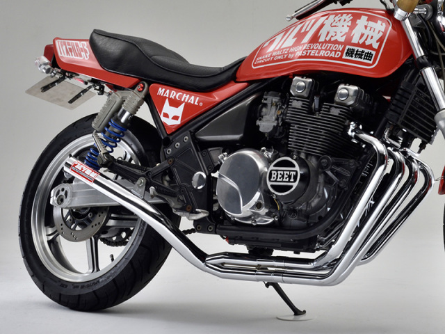 ゼファー400 ワルツ機械 黒鉄 エキパイからマフラーまで ワルツ機械曲げマフラーインナータイプ メッキ ゼファー400